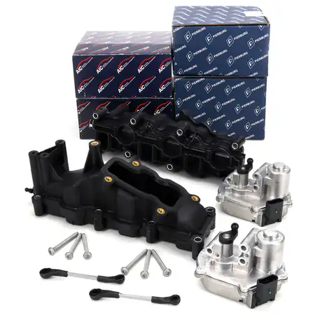 2x Ansaugbr&uuml;cke Saugrohr + PIERBURG Stellmotor f&uuml;r AUDI A4 A6 A8 Q7 VW Phaeton Touareg