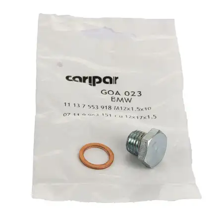 CARIPAR &Ouml;lablassschraube + Dichtring f&uuml;r BMW 1er E81-88 3er E90-93 Z4 E85 E86 11137553918