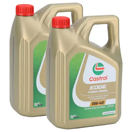 8L 8 Liter CASTROL EDGE TURBO DIESEL 5W-40 Motor&ouml;l f&uuml;r MB 226.5 229.31/51 VW 505.00/.01