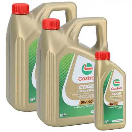 9L 9 Liter CASTROL EDGE TURBO DIESEL 5W-40 Motor&ouml;l f&uuml;r MB 226.5 229.31/51 VW 505.00/.01