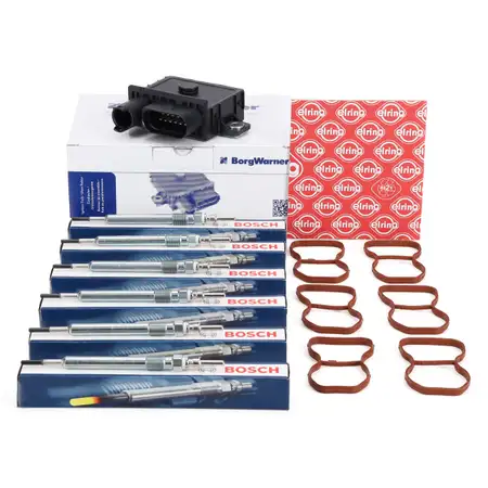 BERU Steuerger&auml;t + 6x BOSCH Gl&uuml;hkerze + ELRING Dichtungen f&uuml;r BMW E90-93 F10 F11 X5 X6 N57