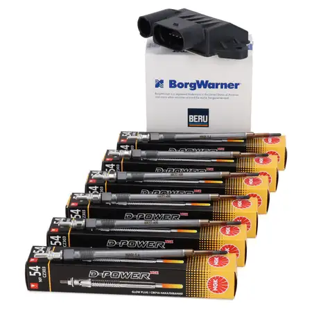 BERU Control Unit (Glow Time) + 6x NGK Glow Plugs for Mercedes W204, W211, W212 Sprinter OM642