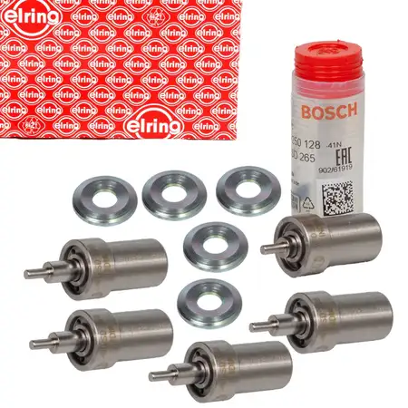 5x BOSCH Einspritzd&uuml;se Zapfend&uuml;se + ELRING Dichtring f&uuml;r MERCEDES W201 W124 W461 OM601