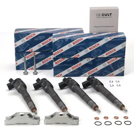 4x BOSCH Einspritzd&uuml;se + Halter + Schraube f&uuml;r VW Amarok 2.0 TDI 122 PS 11.2011-10.2012