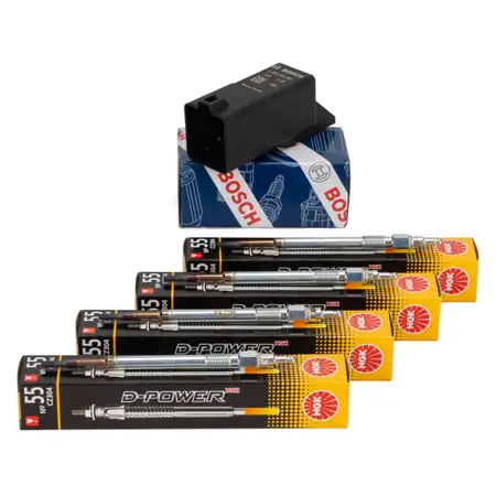 BOSCH Steuerger&auml;t + 4x NGK Gl&uuml;hkerze f&uuml;r VW Passat B6 Touran A3 8P Leon Octavia 2 2.0 TDI
