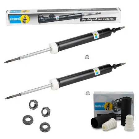 2x Bilstein B4 Shock Absorbers, B1 Dust Covers, OE Strut Mounts for BMW E82 Standard Rear Suspension