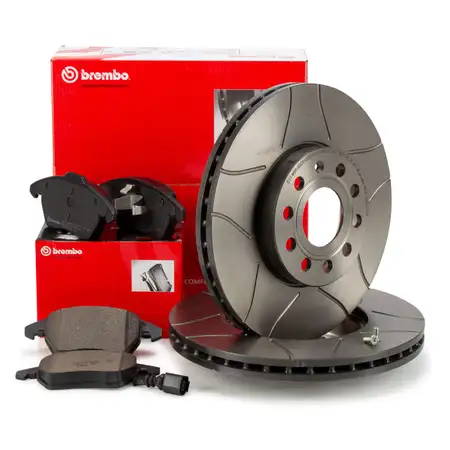 Brembo MAX LINE Bremsscheiben + Bel&auml;ge + Wako f&uuml;r AUDI 8P SEAT Leon SKODA Golf 5 6 vorne