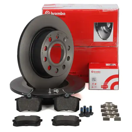 BREMBO Bremsscheiben + Bel&auml;ge f&uuml;r AUDI A3 8P SEAT Leon SKODA Octavia 3 4 Golf 5 6 hinten