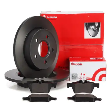 BREMBO Bremsscheiben + Bel&auml;ge f&uuml;r FORD C-Max DM2 Focus 2 MK2 hinten