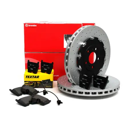 BREMBO brake discs + TEXTAR pads + Wako for AUDI RS4 8E B7 PR-1LT (front)