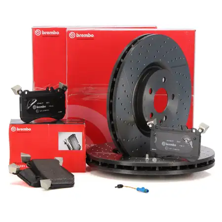 BREMBO Brake Discs + Pads + Wako for MERCEDES W176 C117 X117 X156 45AMG (Front)