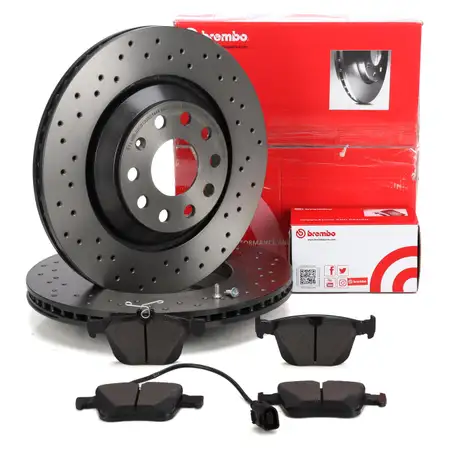 BREMBO XTRA Bremsscheiben + Bremsbel&auml;ge + Sensor f&uuml;r AUDI RS3 8V 8Y RSQ3 F3 TTRS FV hinten