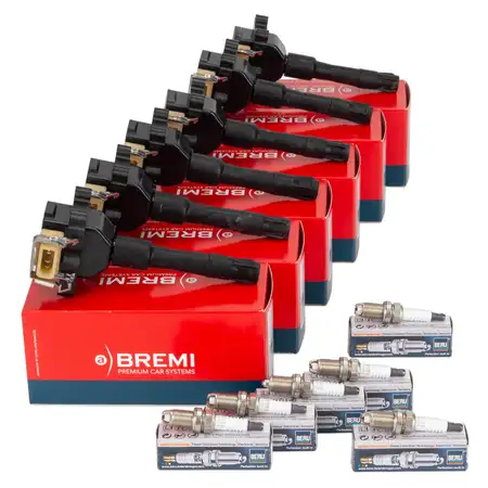 6x BREMI Z&uuml;ndspule + 6x BERU Z&uuml;ndkerze f&uuml;r BMW 3er E36 320i 325i 5er E34 520i 525i M50