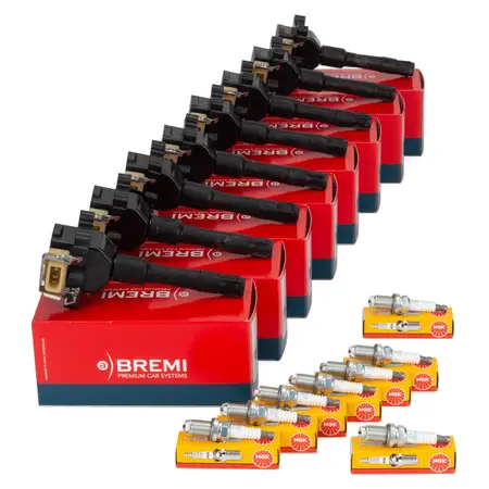 8x BREMI Z&uuml;ndspule + 8x NGK Z&uuml;ndkerze f&uuml;r BMW 5er E34 7er E32 E38 8er E31 211/218/286 M60