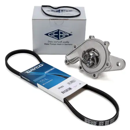 GEBA Wasserpumpe + DAYCO 3PK853 Keilrippenriemen f&uuml;r SMART City-Coupe ForTwo 450