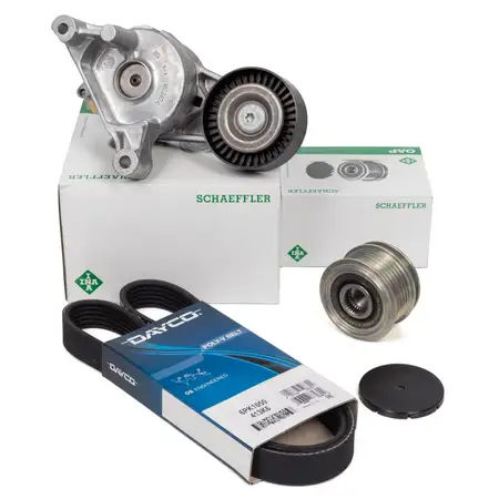 DAYCO Keilrippenriemen + INA Spanner + Riemenscheibe f&uuml;r VW Golf 5 Passat 1.9/2.0TDI