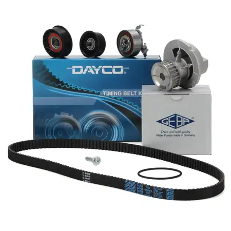 DAYCO Zahnriemensatz + GEBA Wasserpumpe f&uuml;r OPEL Astra G H Signum Vectra C Zafira A 1.8