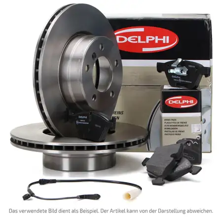 DELPHI Bremsscheiben + Bremsbel&auml;ge + Sensor BMW 3er E46 330i 330xi 330d 330xd hinten