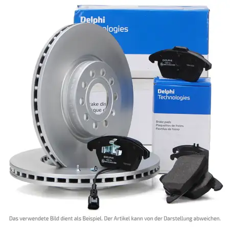 DELPHI Brake Discs + Pads + Sensor for MERCEDES W176 W246/242 with steel wheels (front)