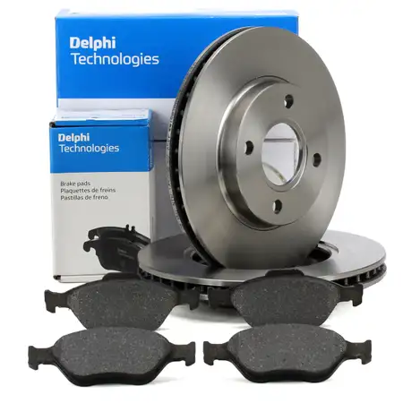 DELPHI Bremsscheiben + Bel&auml;ge f&uuml;r FORD Fiesta 4 MK4 5 MK5 Fusion Ka Puma mit ABS vorne