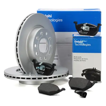 DELPHI Bremsscheiben + Bel&auml;ge + Wako f&uuml;r AUDI A3 8P SEAT SKODA VW Golf 5 6 7 vorne