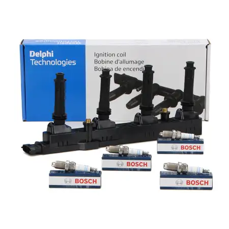 DELPHI Z&uuml;ndspule + 4x BOSCH Z&uuml;ndkerze f&uuml;r OPEL Astra G Zafira A 2.0 OPC 192/200 PS