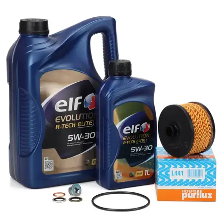 6L elf Evolution R-TECH ELITE 5W-30 + PURFLUX oil filter for RENAULT DACIA 0.9&ndash;1.3 TCe
