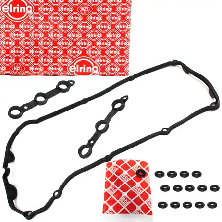 ELRING valve cover gasket + 15 febi gasket screws for BMW E46 M52 M54 up to September 2002