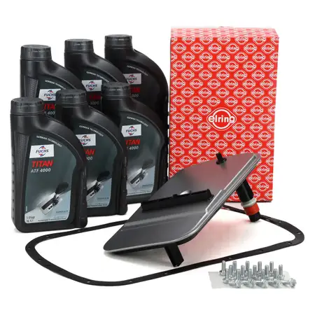 ELRING Hydraulikfilter Satz 5-Gang + 6L FUCHS ATF4000 Getriebe&ouml;l f&uuml;r BMW X5 E53 3.0i 3.0d