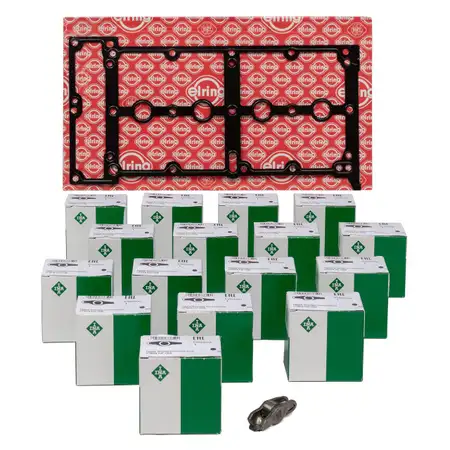 ELRING Ventildeckeldichtung + 16x INA Kipphebel f&uuml;r ALFA FIAT FORD OPEL 1.3 DIESEL