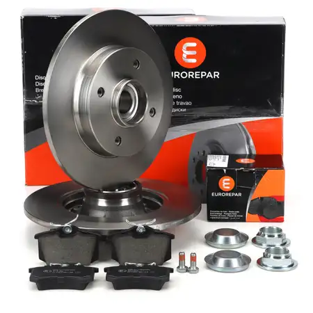EUROREPAR Bremsscheiben + Radlager + Bel&auml;ge f&uuml;r CITROEN C3 2 C4 1 PEUGEOT 2008 1 hinten