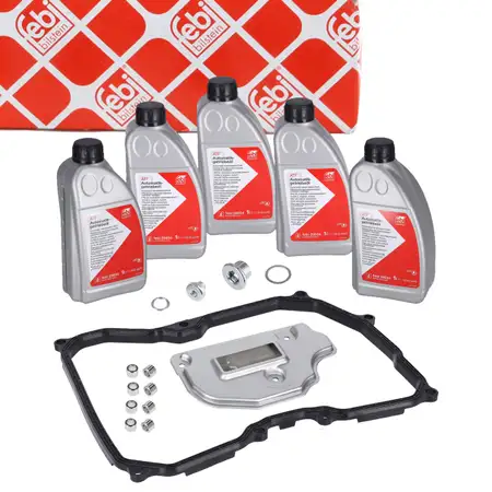 febi 176895 Getriebefilter Satz 09G 6-Gang + 5L Getriebe&ouml;l f&uuml;r VW Golf 5 Passat B6 Touran