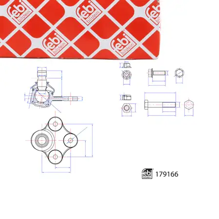 febi 179166 Control Arm Ball Joint for FIAT Doblo 263 1.3&ndash;2.0D Front Axle 51810664