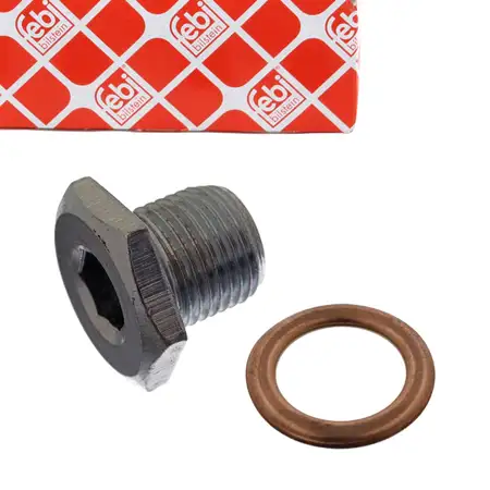 febi 47130 &Ouml;lablassschraube + Dichtring f&uuml;r CITROEN C4 C5 C8 PEUGEOT 106 205 206 306 307