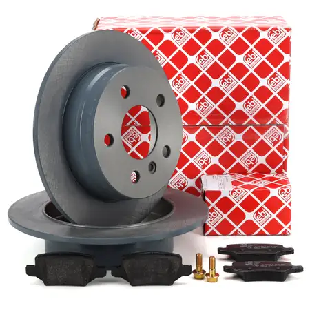 febi Brake Discs + Pads for Mercedes A-Class W169 and B-Class 150-200 and 160-200CDI (Rear)