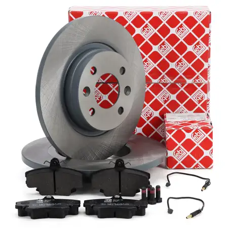 febi Bremsscheiben + Bel&auml;ge Sensor f&uuml;r RENAULT Twingo 1 2 11.2003 DACIA Logan vorne