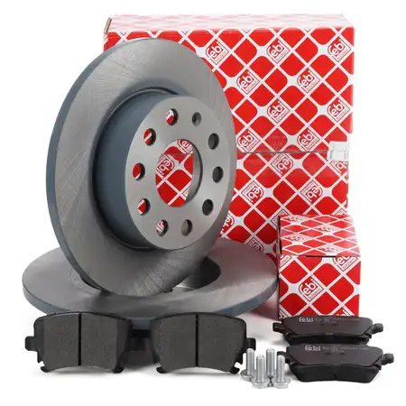 febi Bremsscheiben + Bremsbel&auml;ge f&uuml;r VW Golf 5 6 Caddy 3 Scirocco A3 8P Octavia 2 hinten