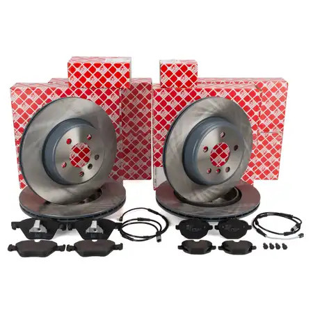 febi Bremsscheiben + Bremsbel&auml;ge + Sensor f&uuml;r BMW 5er F10 520-530i 518-525d vorne + hinten