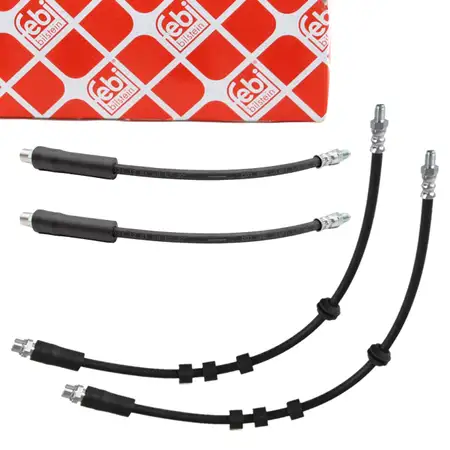 4x febi Bremsschlauch Bremsleitung f&uuml;r BMW 5er E60 E61 6er E63 E64 vorne + hinten