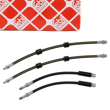 4x febi Bremsschlauch Bremsleitung f&uuml;r BMW 5er E39 520-540i M5 520-530d vorne + hinten