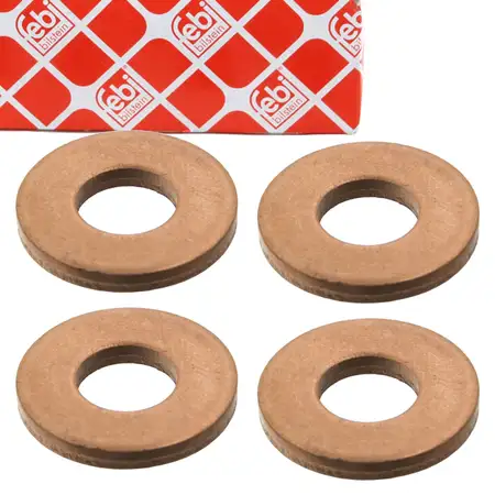4x febi 102852 Dichtung D&uuml;senhalter Einspritzd&uuml;se f&uuml;r CITROEN PEUGEOT 1.6 HDi