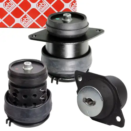 3x febi Motorlager f&uuml;r VW Golf 3 Vento 1.6 2.0 101/115 mit Schaltgetriebe vorne + hinten