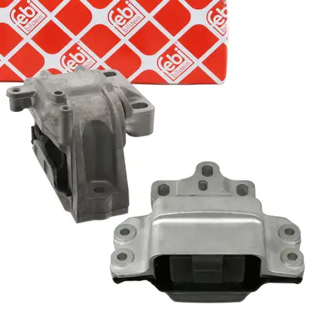 2x febi Motorlager Getriebelager f&uuml;r VW Golf Plus Jetta Octavia Superb 2 2.0 TDI mit
