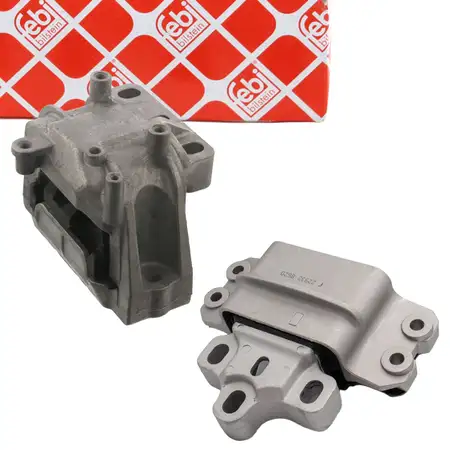 2x febi Motorlager f&uuml;r VW Golf 6 Touran Altea Leon 1P Octavia 2 Yeti 1.6/2.0 TDI mit