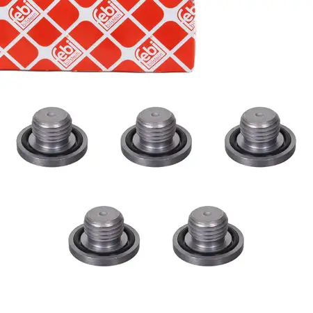 5x febi 109717 &Ouml;lablassschraube + Dichtring f&uuml;r OPEL Astra Corsa Insignia Mokka Vectra