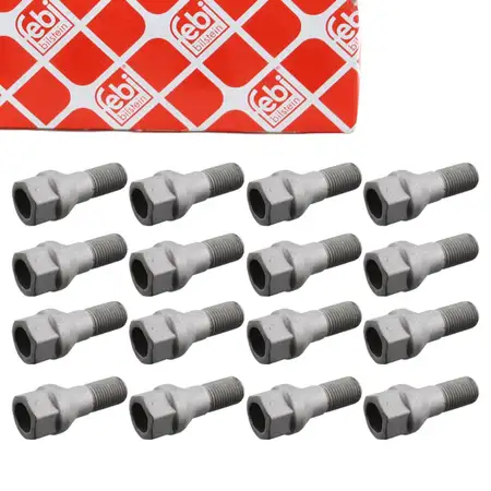 16x febi 46653 Radbolzen Radschraube M12x1,25mm SW17 f&uuml;r CITROEN DS FIAT OPEL PEUGEOT