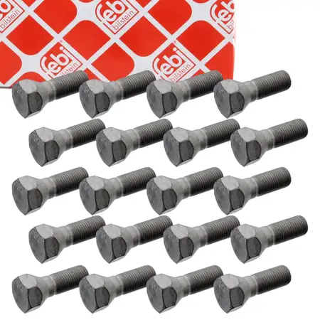 20x febi 19335 Radschraube M12x125mm f&uuml;r FIAT Barchetta Cinquecento Panda Seicento Tempra