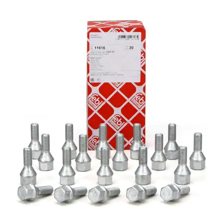20x febi 11616 Radschraube M12x125mm f&uuml;r CITROEN Berlingo Xsara PEUGEOT 106 206 Partner