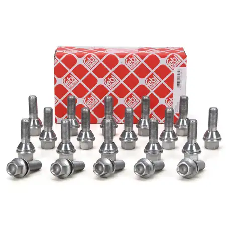 20x febi 21508 Radschraube M14x15mm f&uuml;r VOLVO S60 S80 S90 V60 V70 V90 XC40 XC60 XC70 XC90