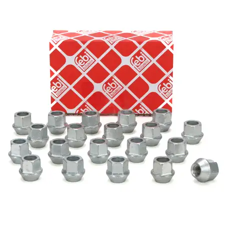 20x febi 38008 Radmutter M12x15mm f&uuml;r OPEL Astra J K Insignia B Mokka Zafira C